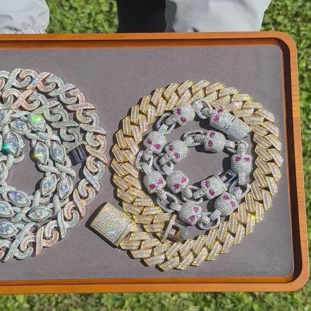 20MM Diamond Eyes Infinity Linked Iced Out Diamond Necklace Chain