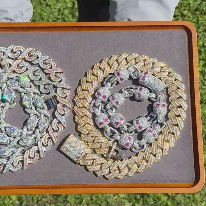 20MM Diamond Eyes Infinity Linked Iced Out Diamond Necklace Chain