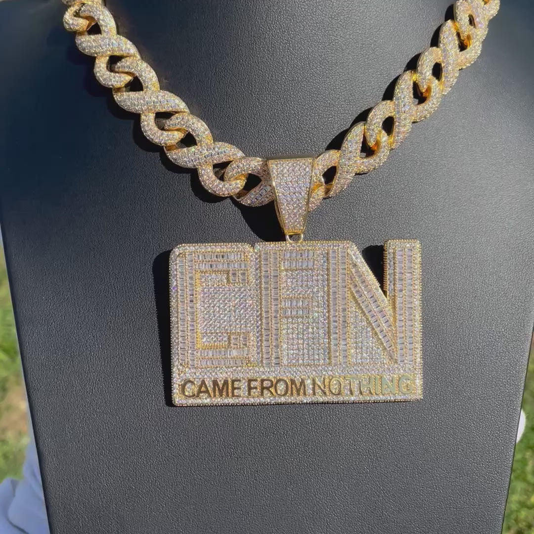 CFN Came From Nothing Iced Out Letter Diamond Pendant Necklace