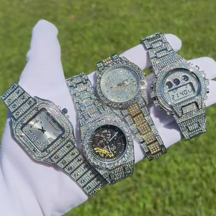 Self-Wind Mechanical Skeleton Iced Out Diamond Watch