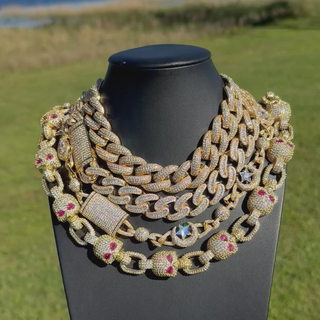 18MM Baguette and Tennis Link Iced Out Diamond Necklace Chain