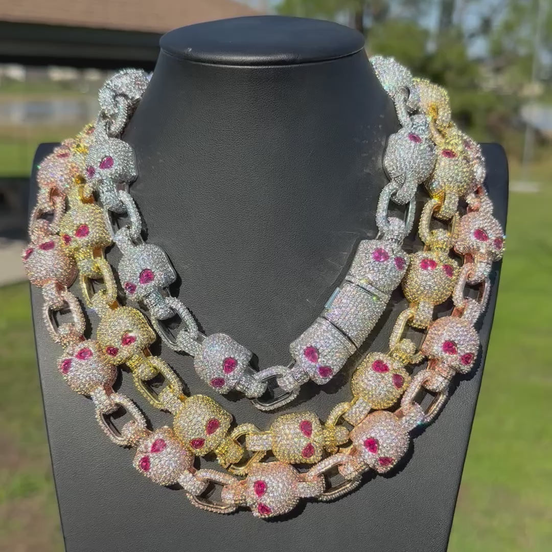 13MM Skull Link Iced Out Diamond Necklace Chain