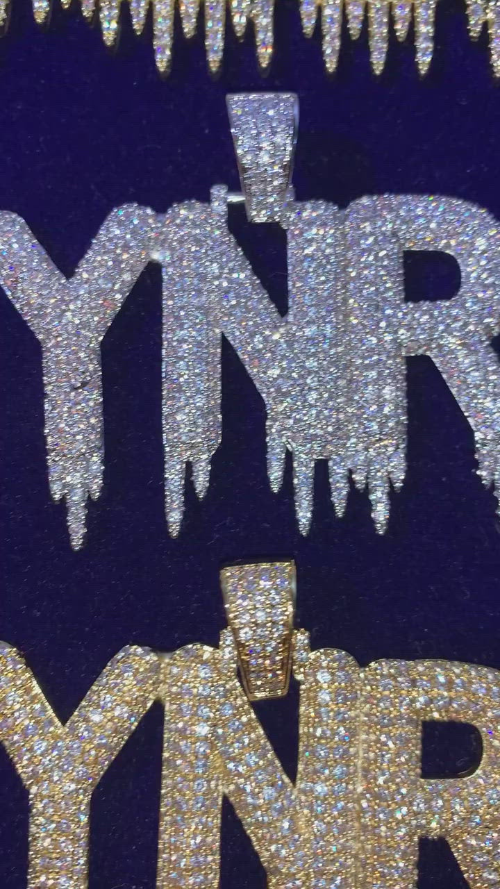 Iced Out Custom Name Dripping Baguette Design Personalized Pendant