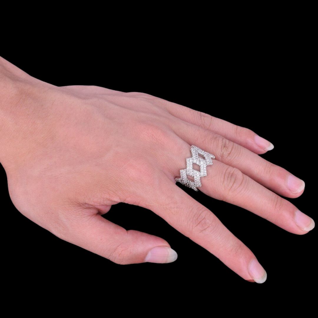 Crown Edition Miami Cuban Link Style Iced Out Ring
