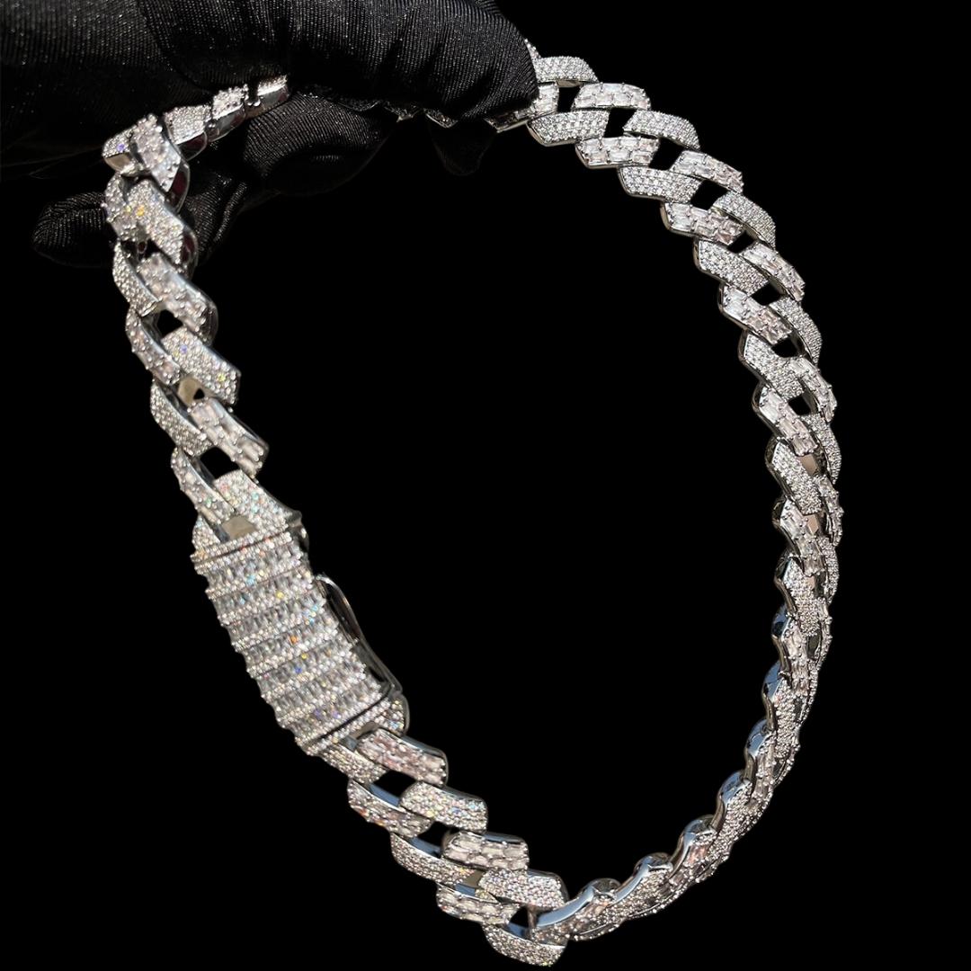 NEW | 20MM Duo Stones Baguette Clasp Iced Out Diamond Necklace Chain