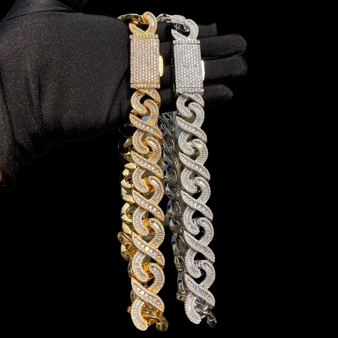 NEW | Special Clasp 20MM Infinity Baguette 8 Style Iced Out Chain Necklace