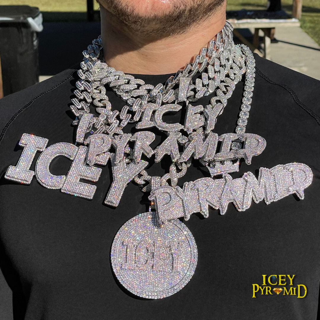 Two Layers Solid Back Clear Font Iced Out Custom