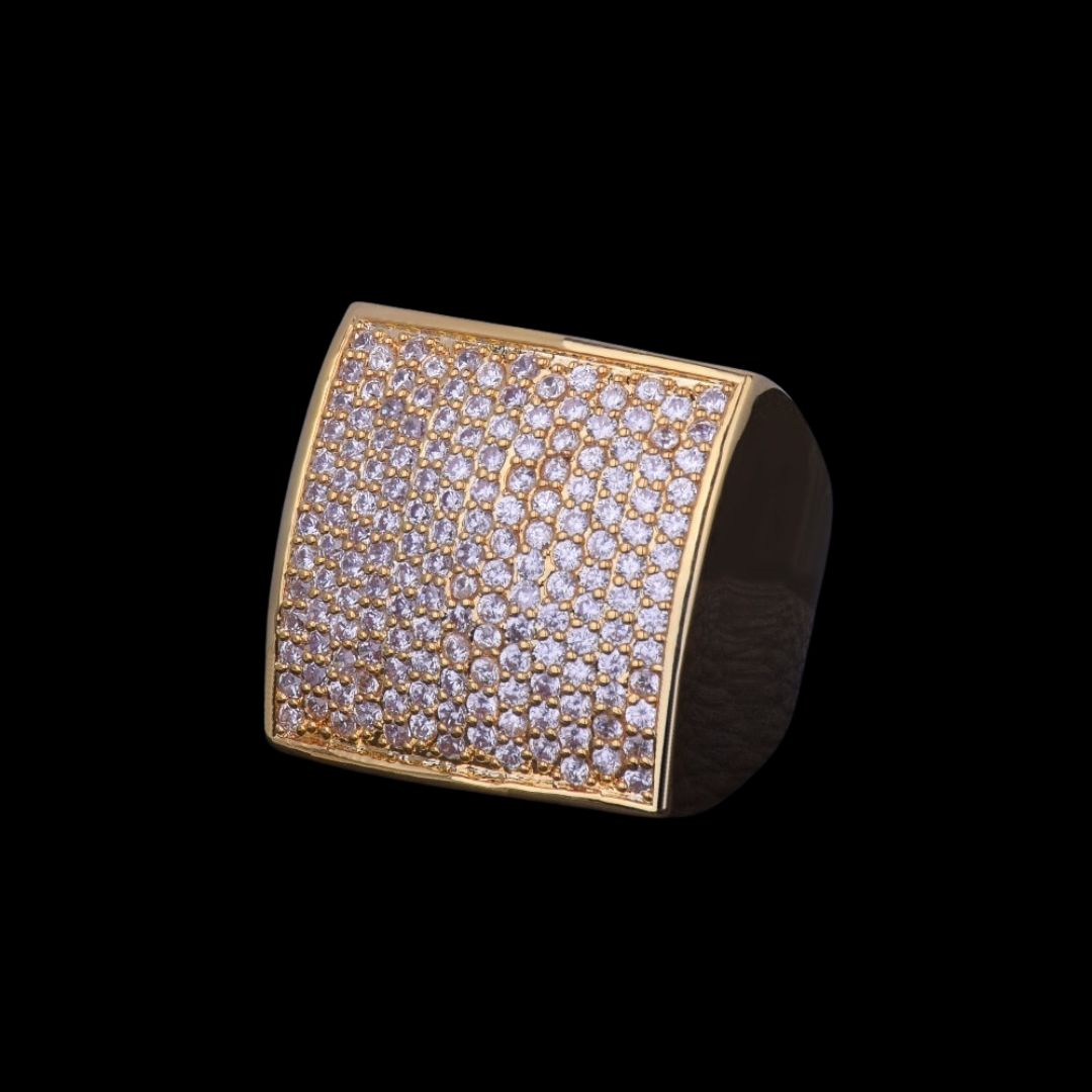 Oval Square Cubic Iced Out Ring