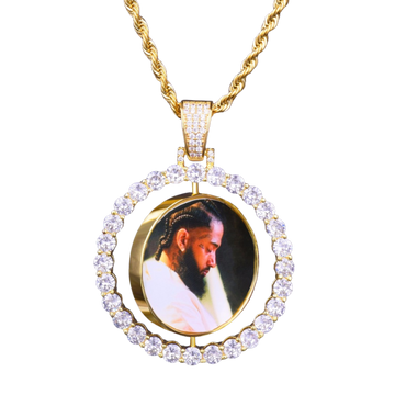 Rotating Double-Sided Medallions Spinning Custom Photo Picture Pendant Necklace