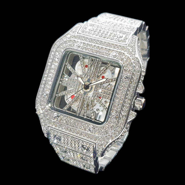 Skeleton Red Dial VVS Iced Out Diamond Designer Watch