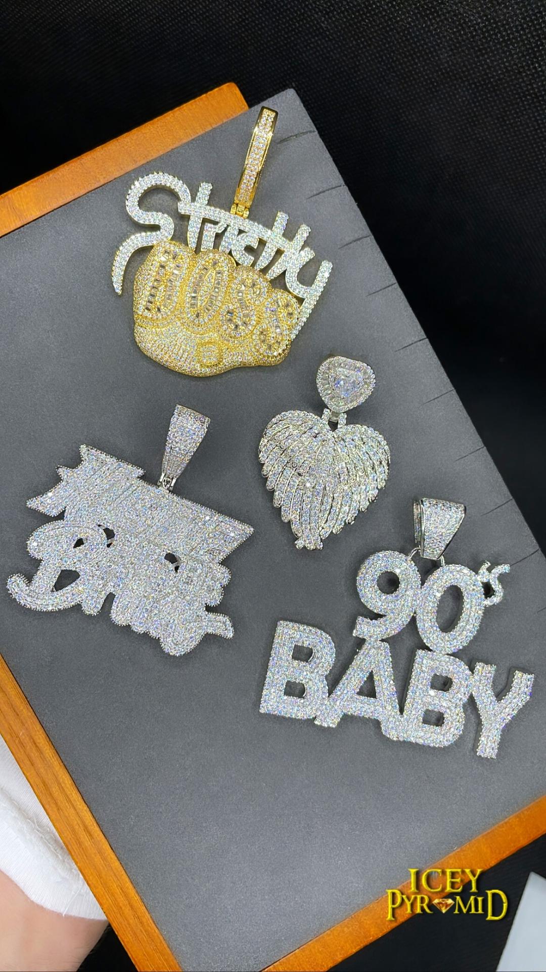 Angel Wings Heart Tennis Edition Iced Out Pendant