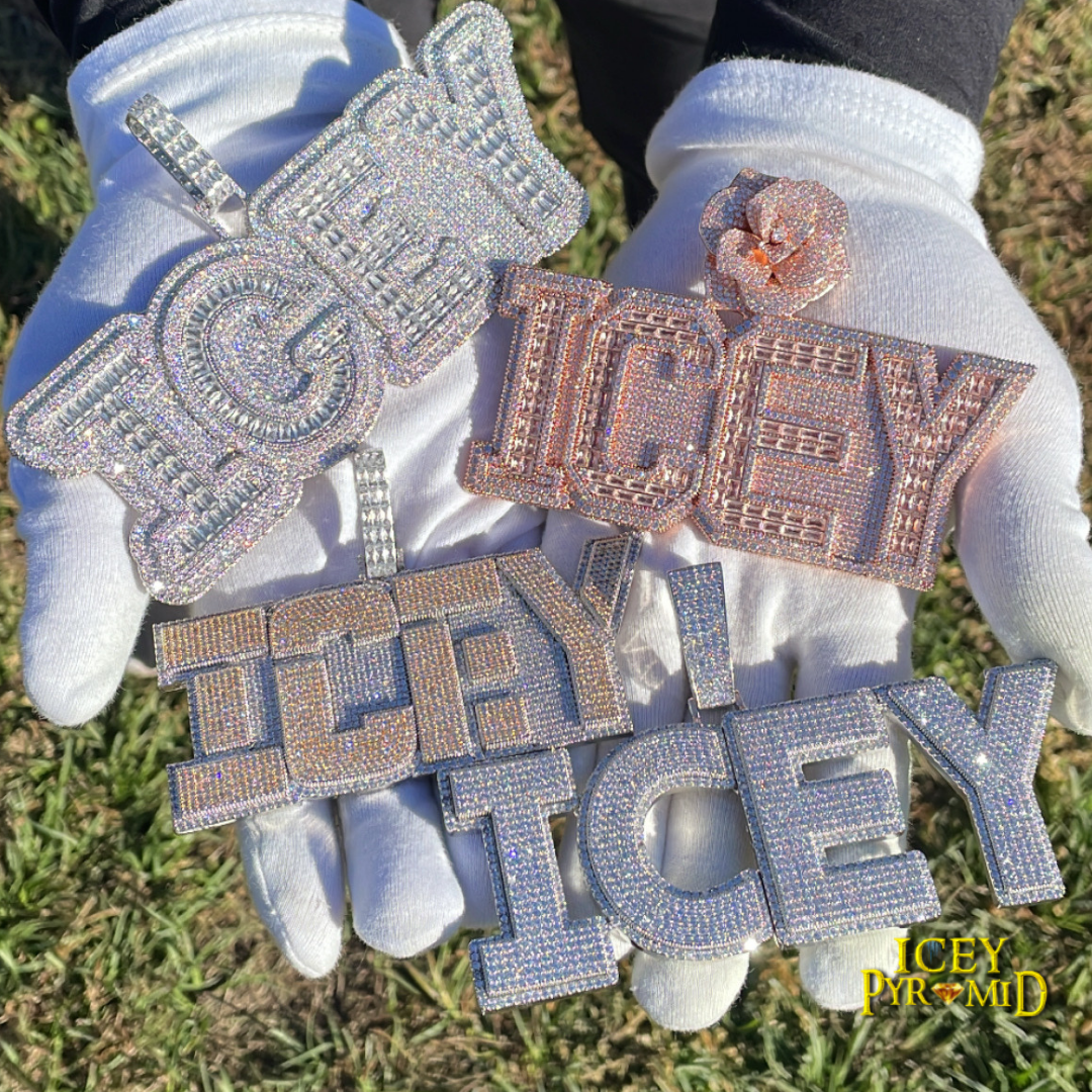 Two Layers Solid Back Clear Font Iced Out Custom