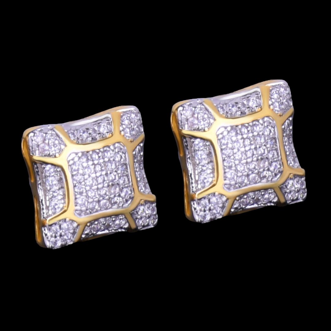 11MM Sunshine Screw Back Iced Out Stud Earrings