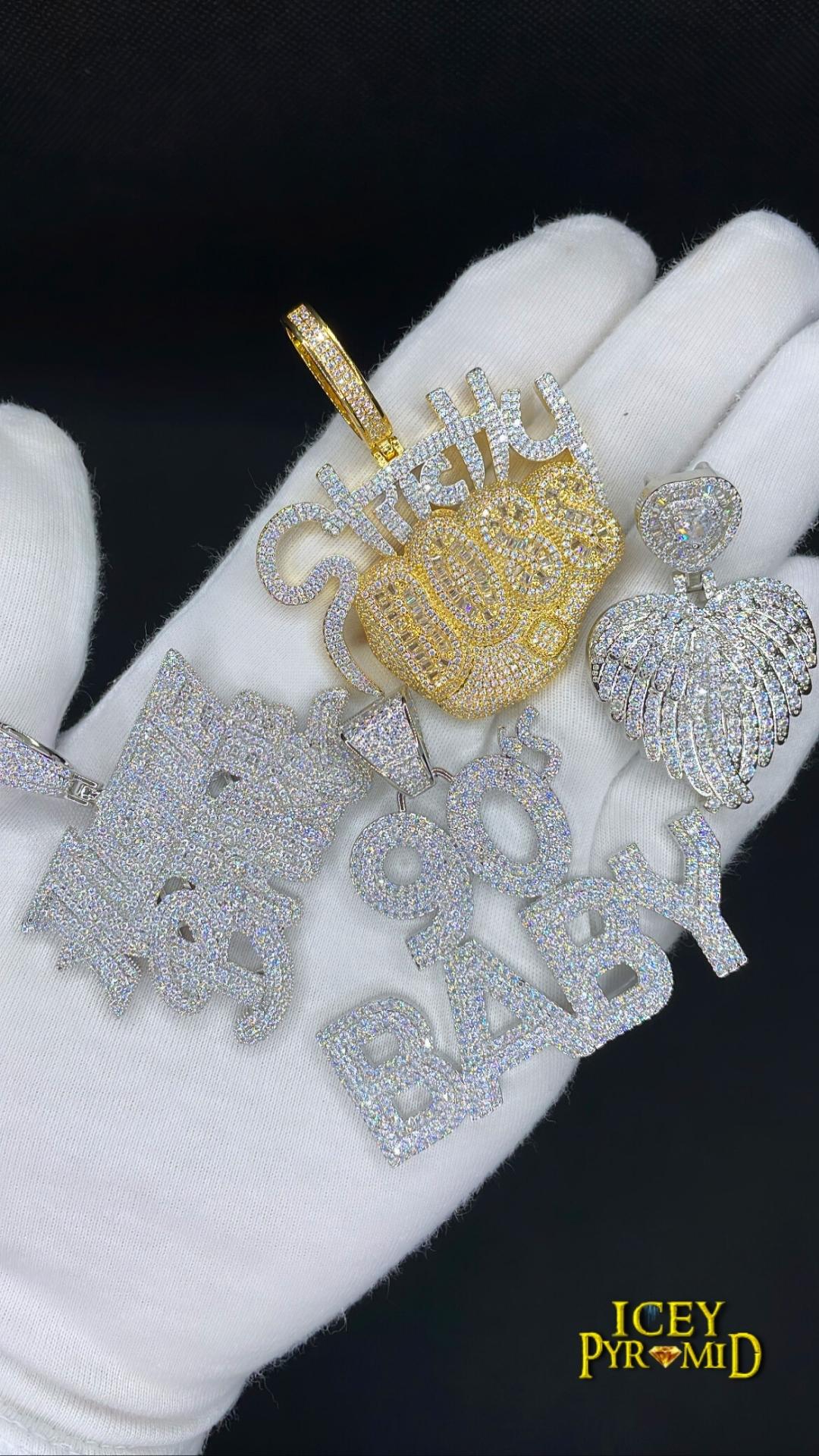 Angel Wings Heart Tennis Edition Iced Out Pendant