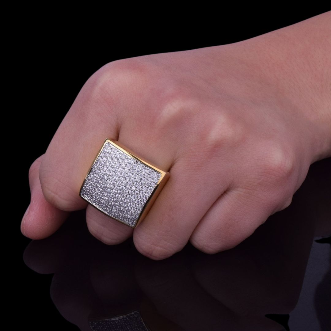 Oval Square Cubic Stone Style Iced Out Ring