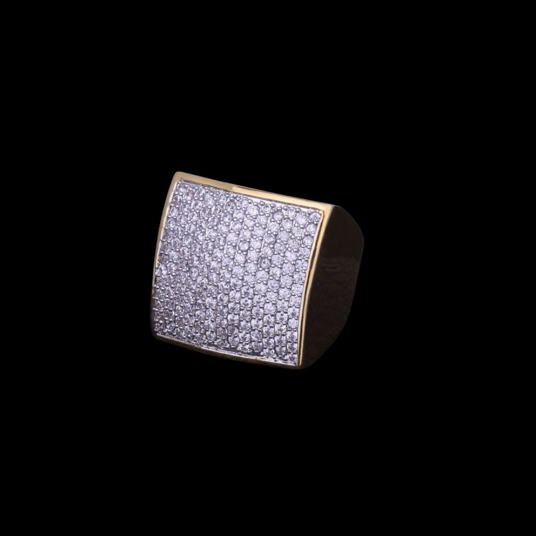 Oval Square Cubic Iced Out Diamond Ring