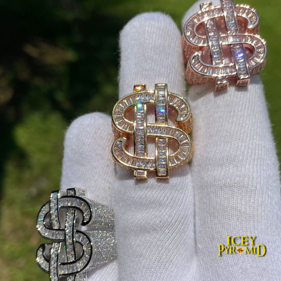 Dollar Sign Iced Out Diamond Ring