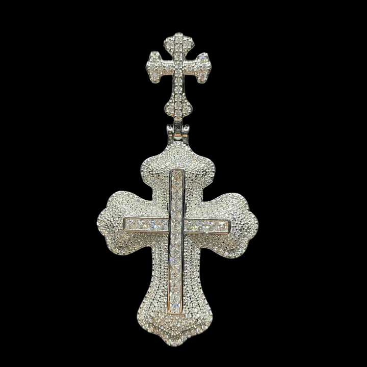 Double Cross Diamond Edition Iced Out Diamond Pendant Necklace
