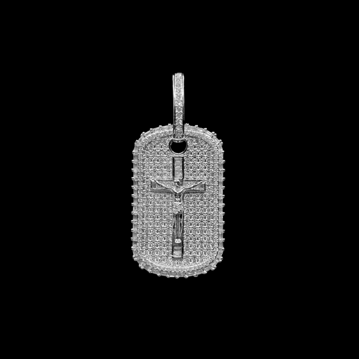 Military Style Jesus Cross Iced Out Diamond Pendant Necklace