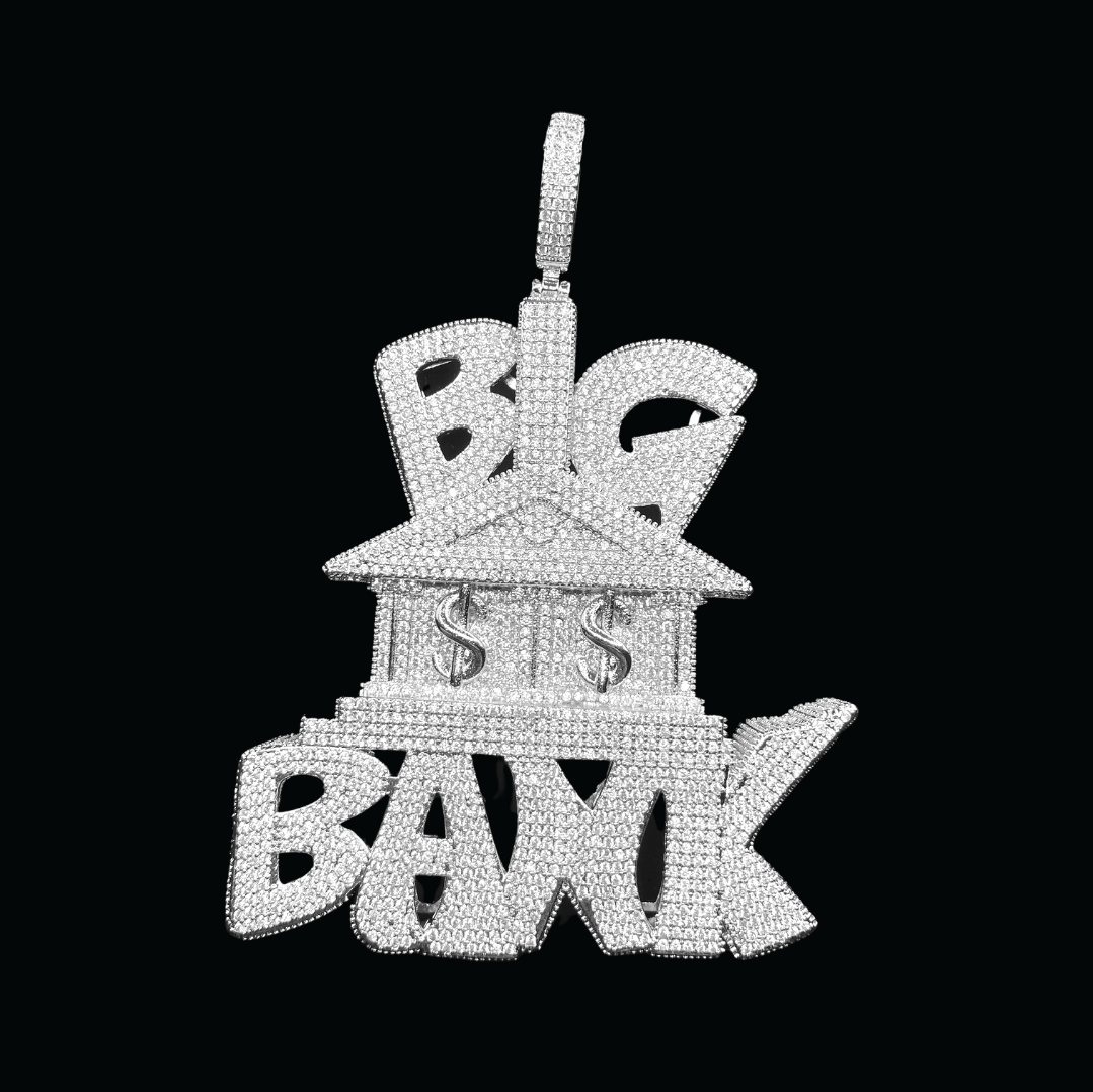 Big Bank with Dollar Signs Luxury Letter Iced Out Pendant