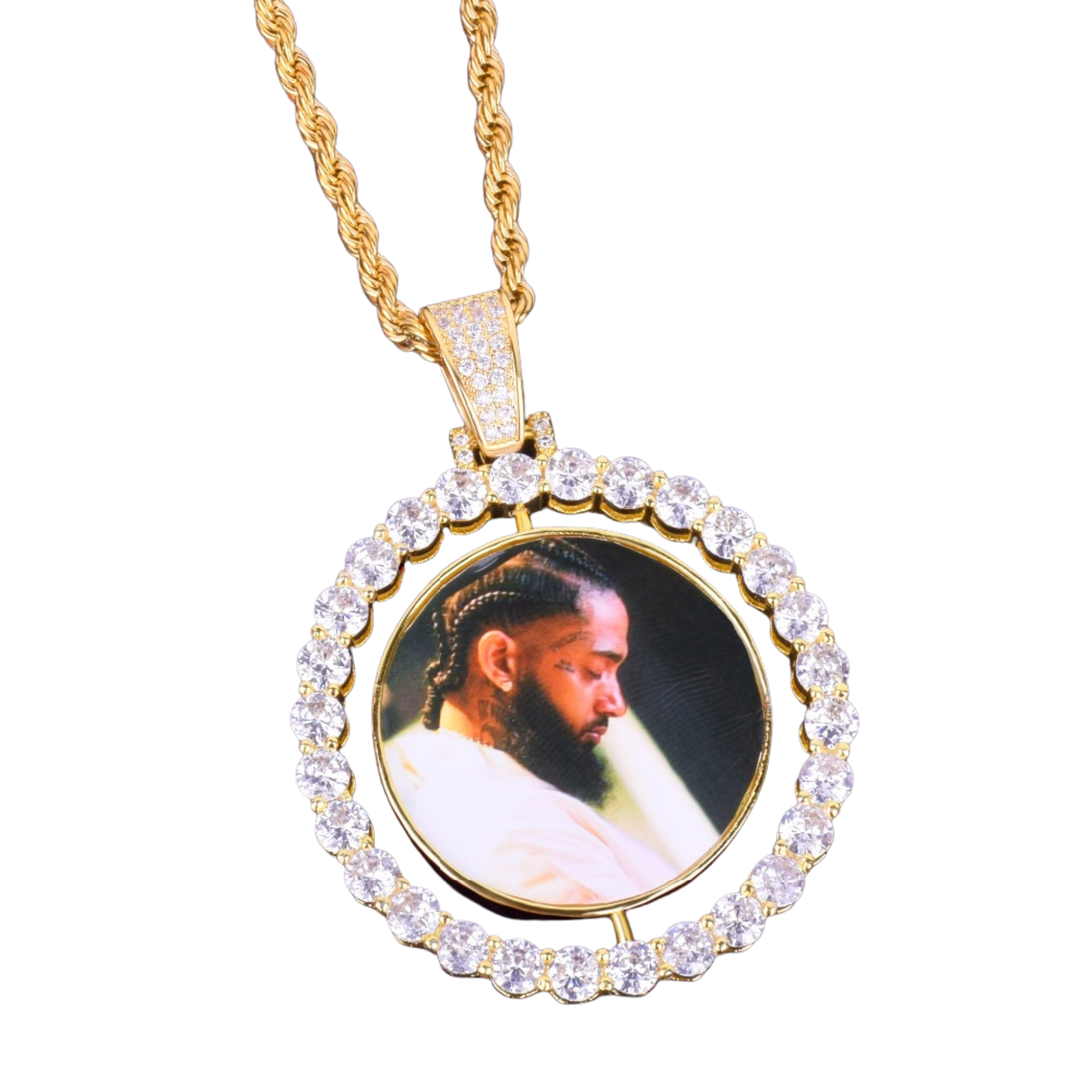 Rotating Double-Sided Medallions Spinning Style Custom Chain With Photo Pendant Necklace