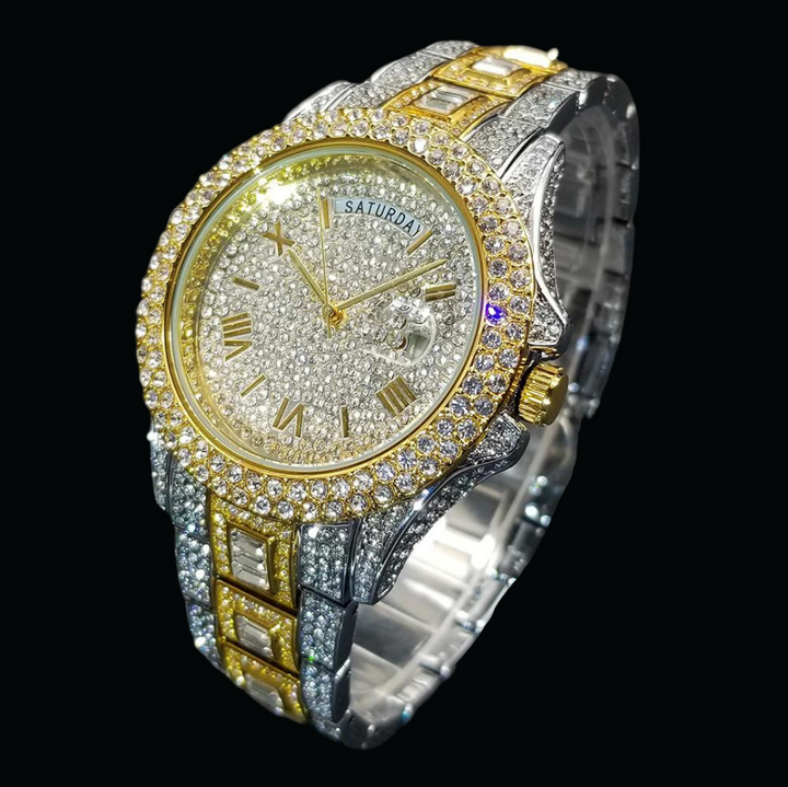 Day Date Roman Numerals VVS Iced Out Diamond Watch