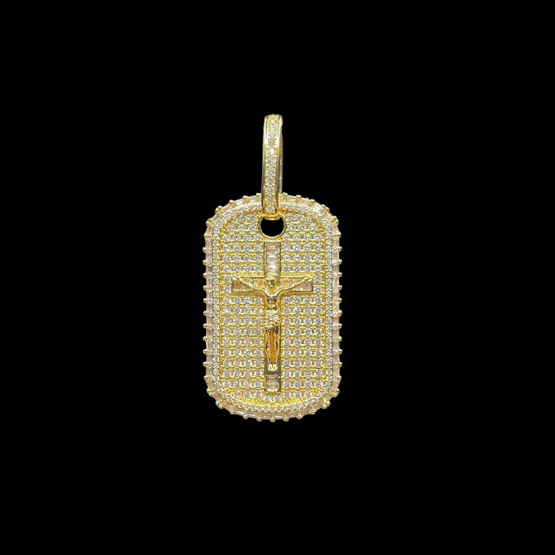 Military Style Jesus Cross Iced Out Diamond Pendant Necklace