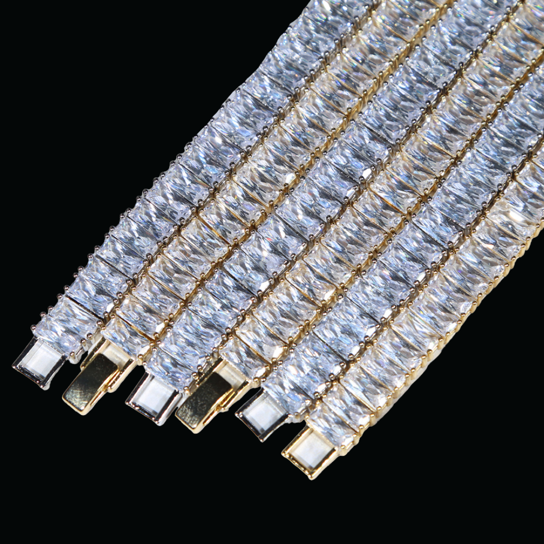 5MM Bling Baguette Diamond Square Clean Cut Bracelet