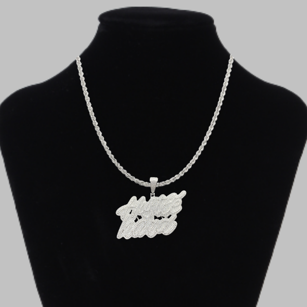 Hustle Hard Luxury Font Design Letter Iced Out Pendant