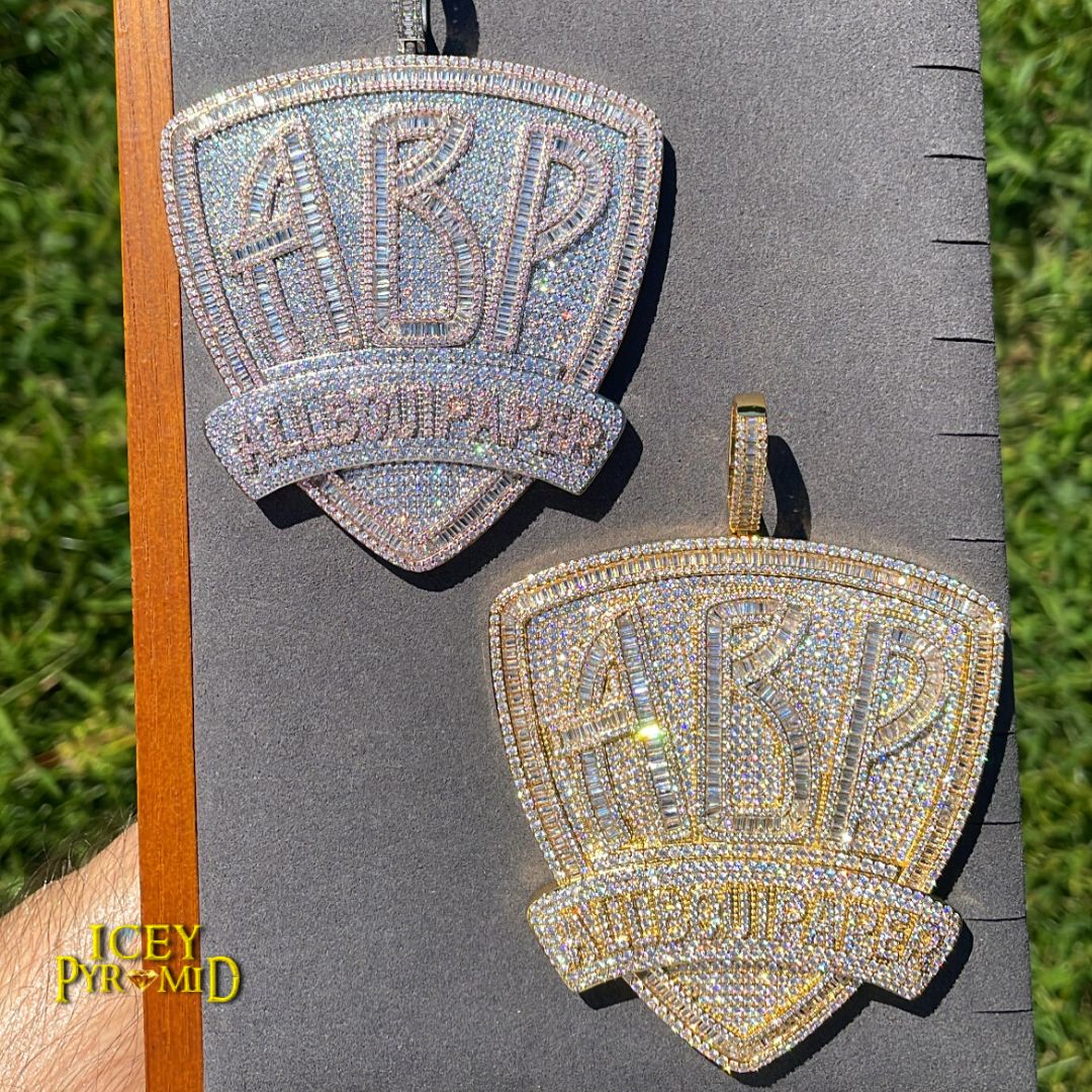 ABP All About Paper Iced Out Letter Diamond Pendant Necklace