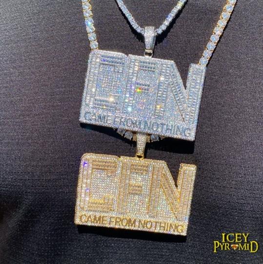 CFN Came From Nothing Iced Out Letter Diamond Pendant