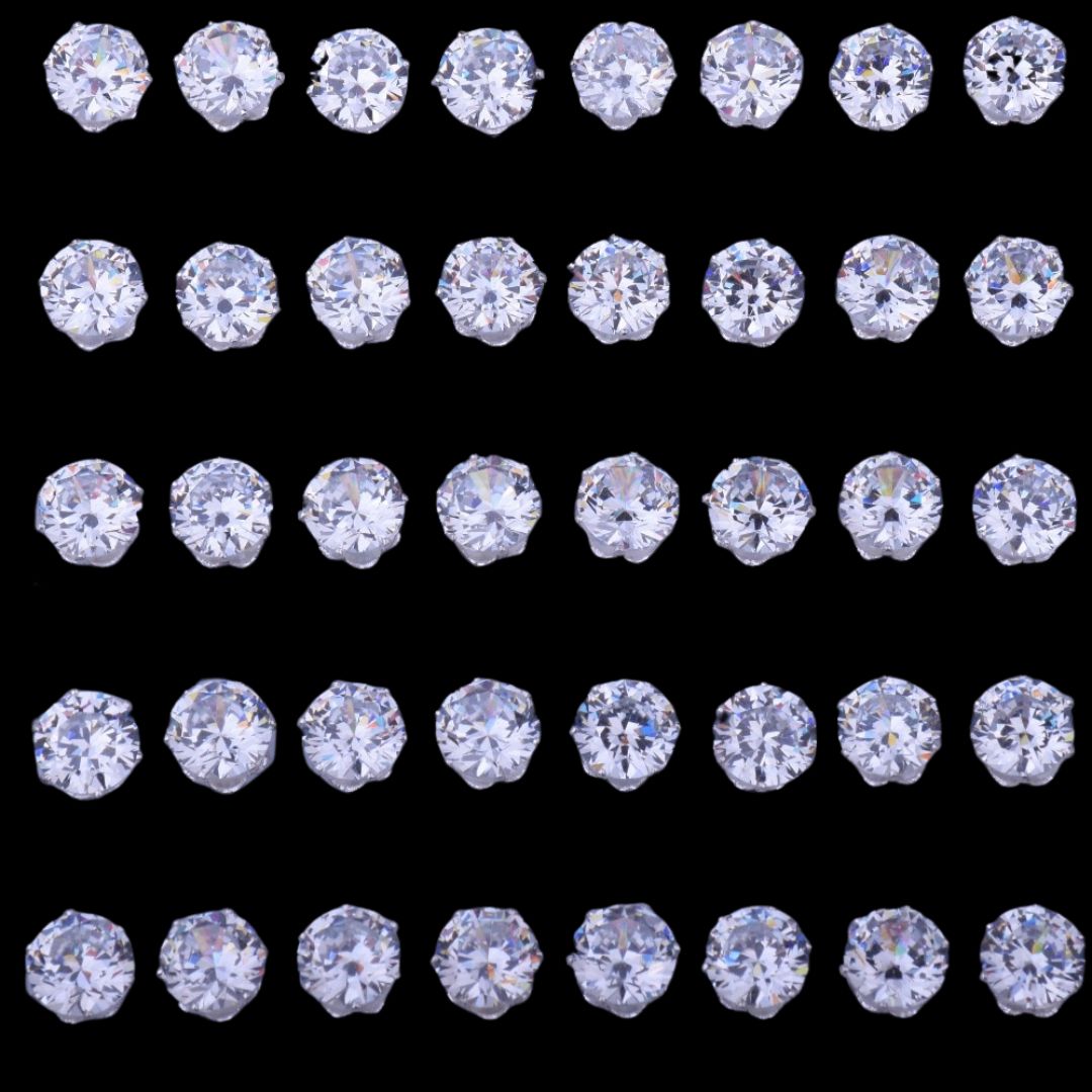 6MM-8MM VVS Shine Round Diamond Push Back Iced Out Stud Earrings