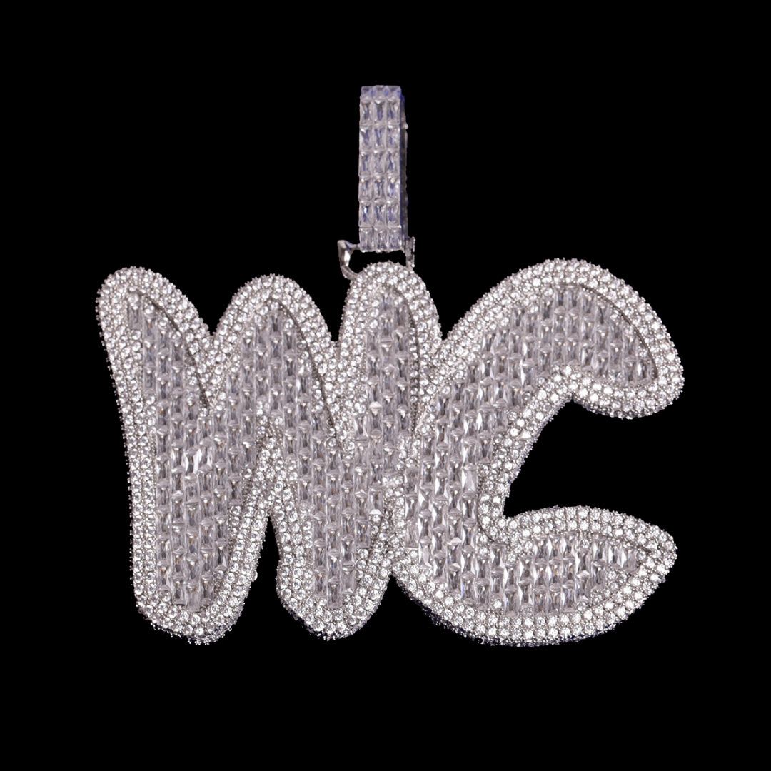 Luxury Personalized Big Baguette Name Letter Iced Out Diamond Custom