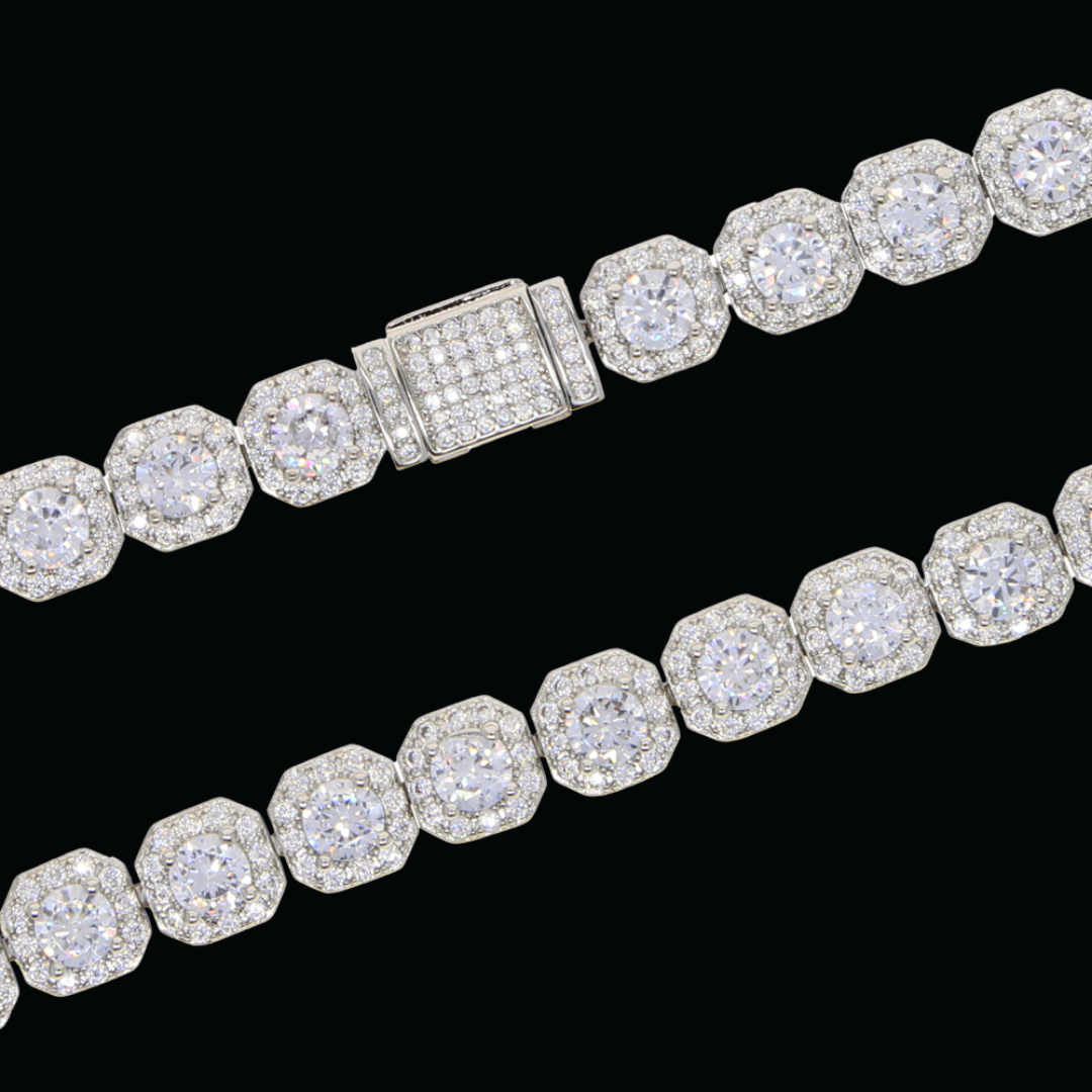 8MM Iced Out Tennis Chain Bangle Square Charm Bracelet