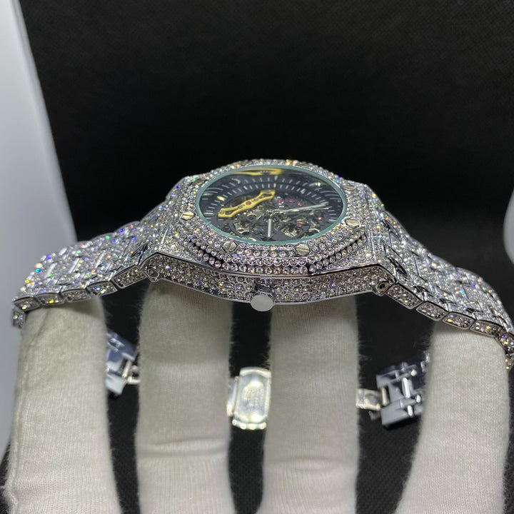 Self-Wind Mechanical Skeleton Iced Out Diamond Watch