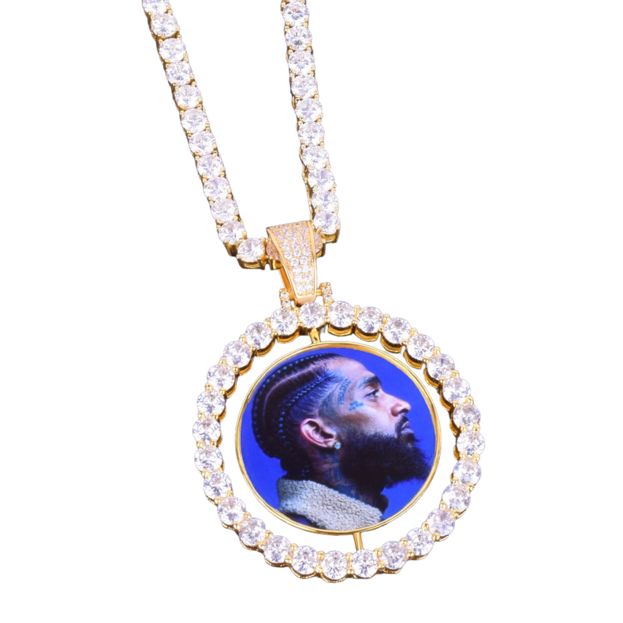 Rotating Double-Sided Medallions Spinning Style Custom Chain With Photo Pendant Necklace