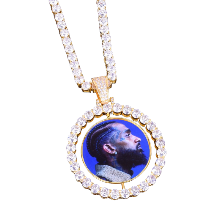 Rotating Double-Sided Medallions Spinning Custom Photo Picture Pendant Necklace