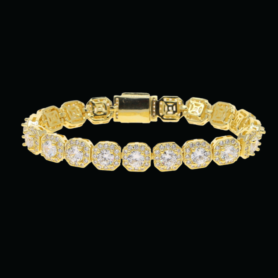8MM Iced Out Tennis Chain Bangle Square Charm Bracelet