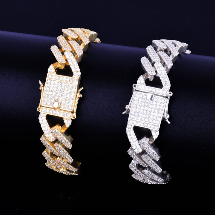 14MM Miami Cuban Link Iced Out Diamond Necklace Bracelet Set