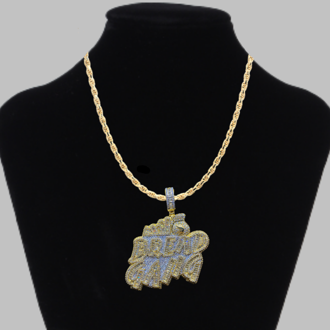 Bread Gang Iced Out Letter Diamond Pendant Necklace