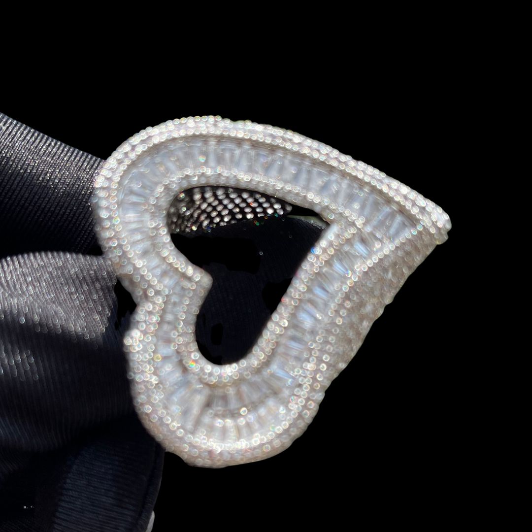 Open Heart Iced Out Diamond Ring
