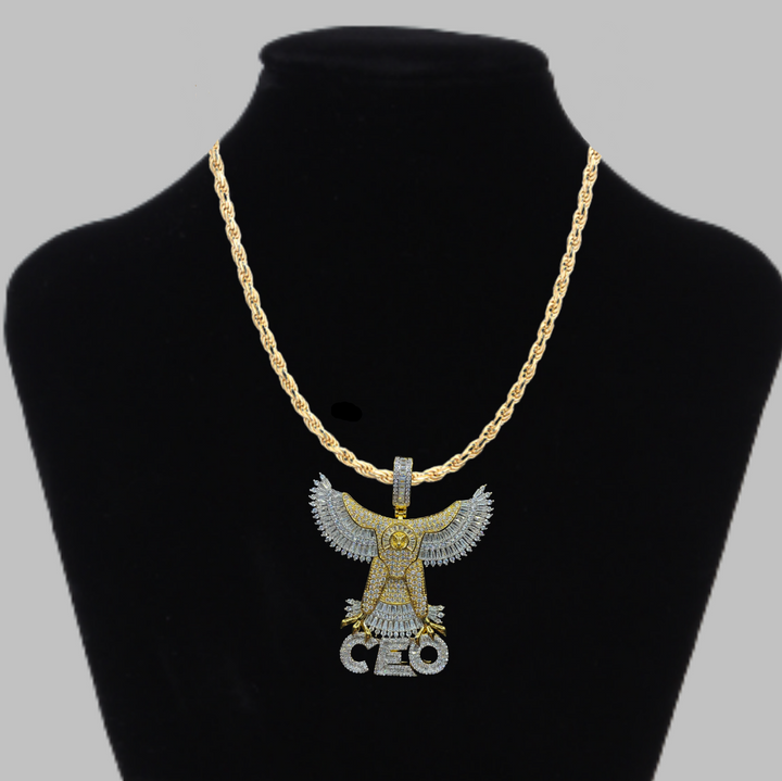 Eagle CEO Iced Out Letter Diamond Pendant Necklace