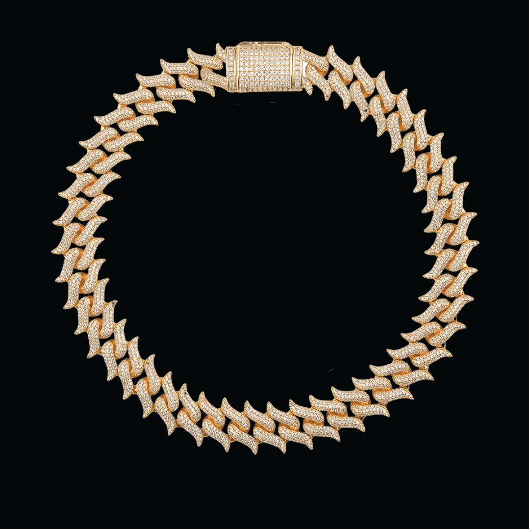 18MM 24K Gold Plated Mustache Cuban Necklace - Icey Pyramid