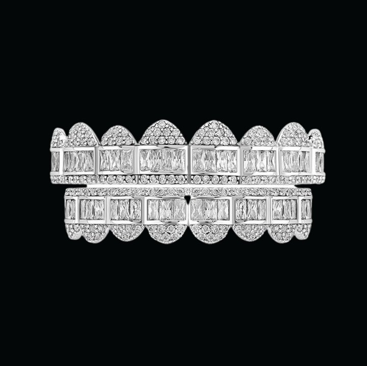 Baguette Paved Setting Iced Out Diamond Grillz