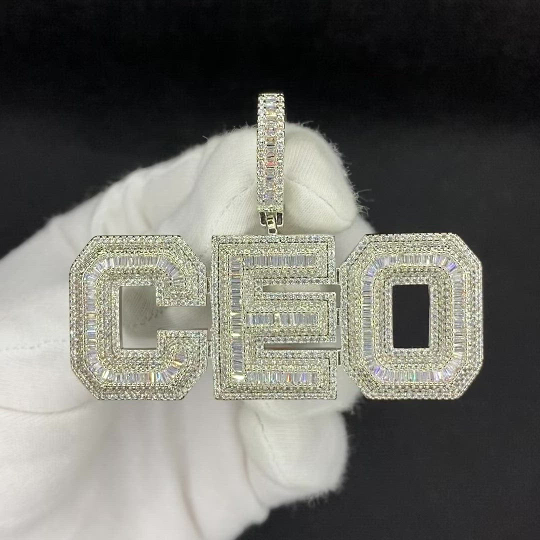 CEO v2 Iced Out Letter Diamond Pendant Necklace