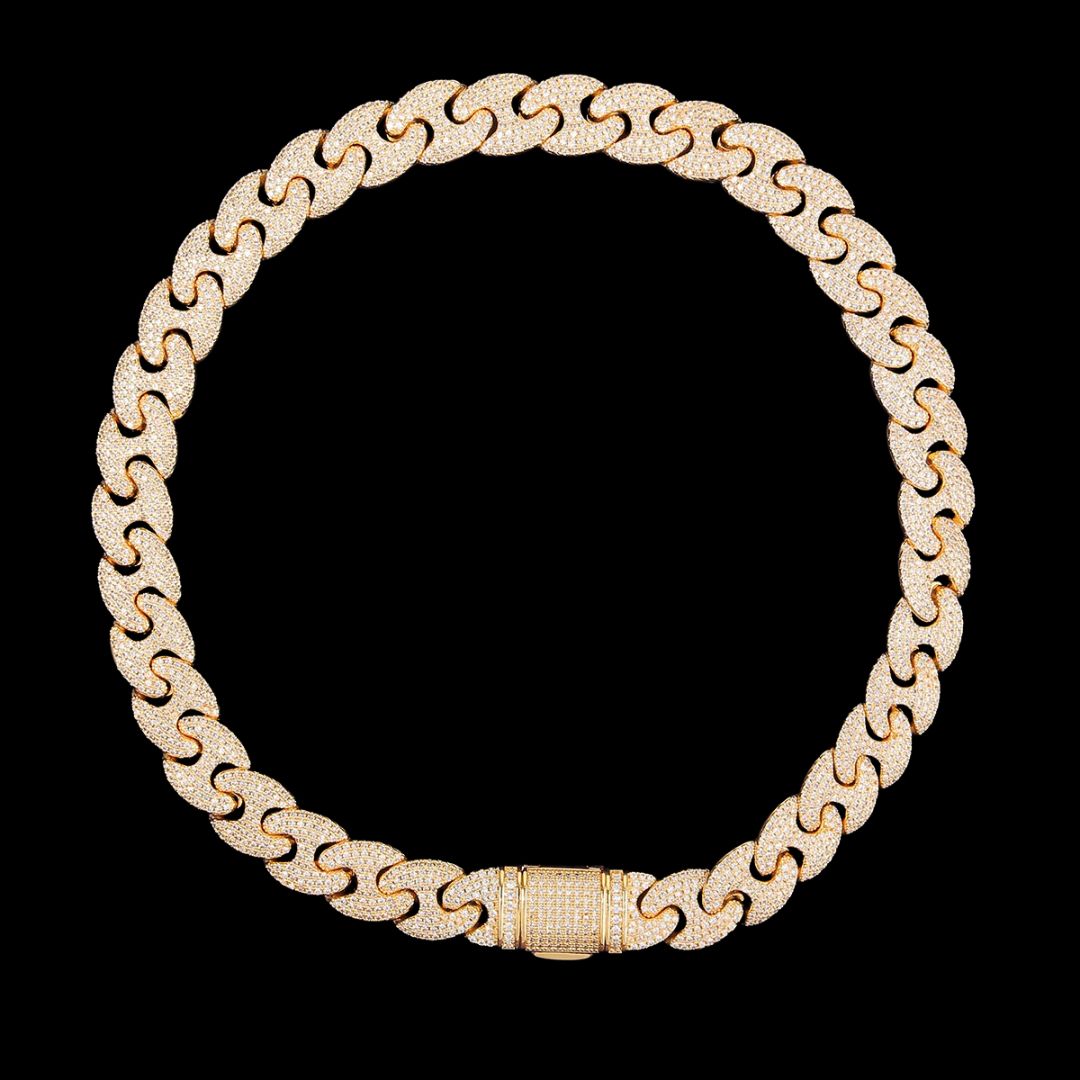 Iced Out Solid Lux Style Necklace Bracelet Set