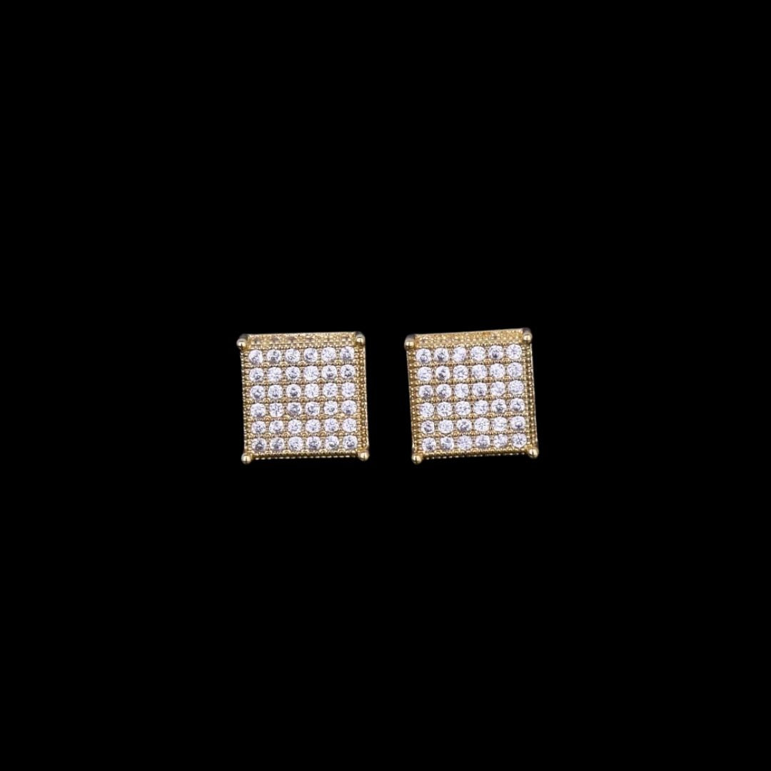 12MM Micro Paved Push Back Iced Out Stud Earrings