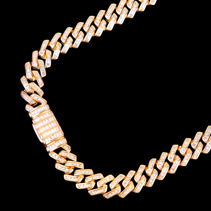 11MM Fully Baguette Link Iced Out Diamond Necklace Chain