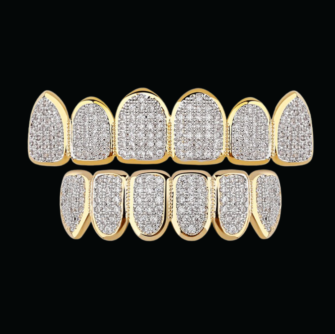 Simulated 6 Top and Bottom Iced Out Bling Grillz
