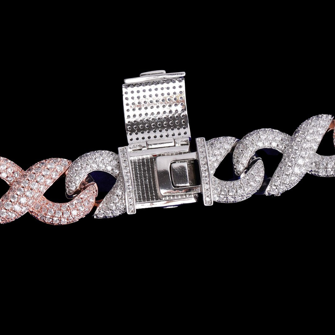 20MM Two Tone Infinity Iced Out Diamond Necklace Chain